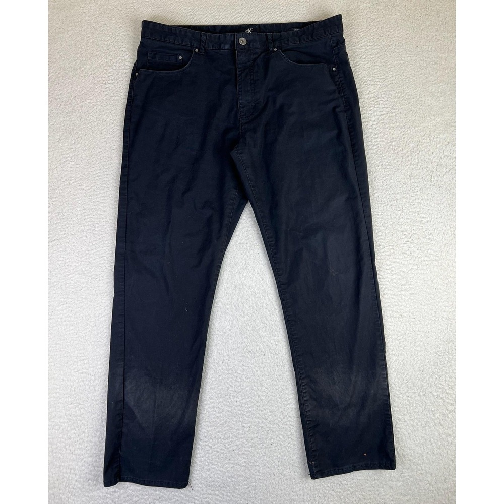 Calvin Klein Mens 36x30‎ Black Slim Fit Stretch Chino 5 Pocket Casual Pants